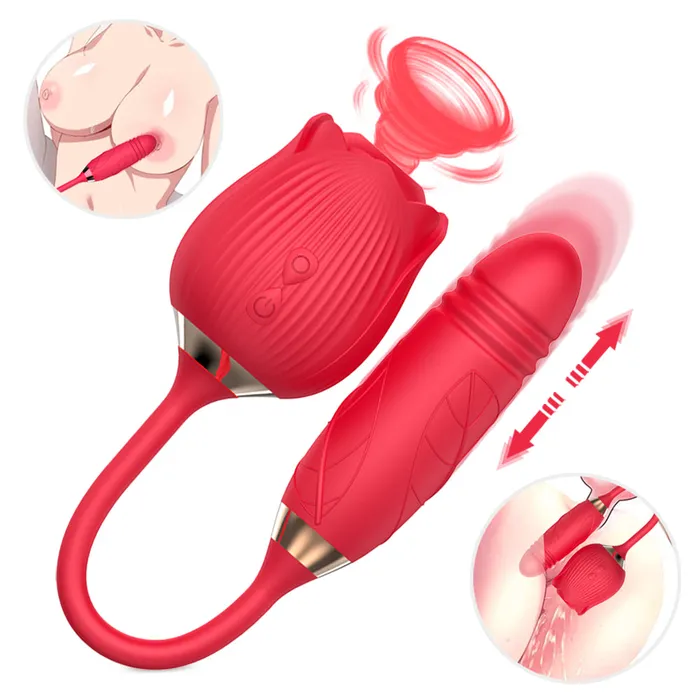 Double Ended Sucking Rose Vibrator Wild Night Fantasies Female Sex Toys