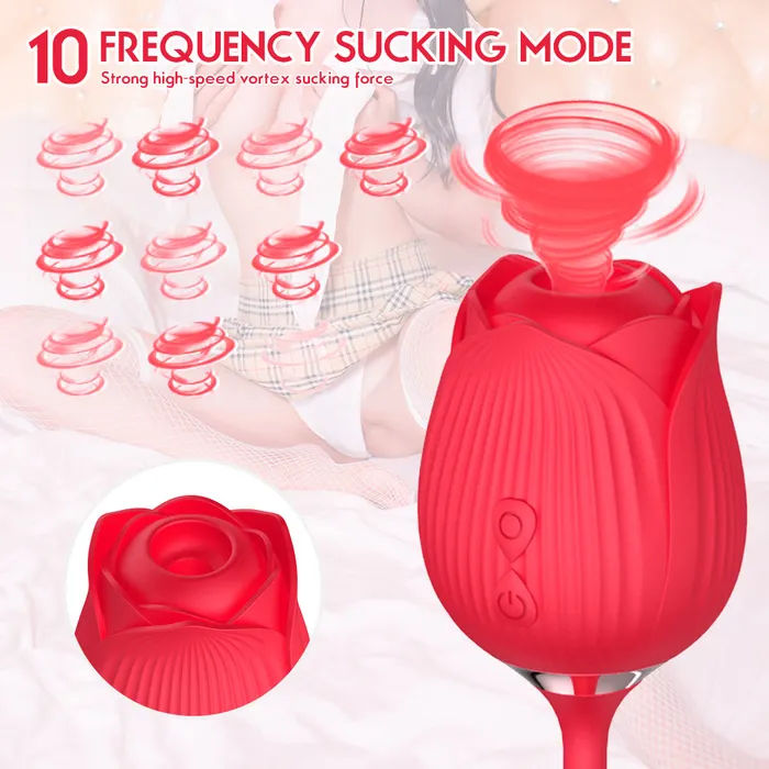 Double Ended Sucking Rose Vibrator Wild Night Fantasies Female Sex Toys