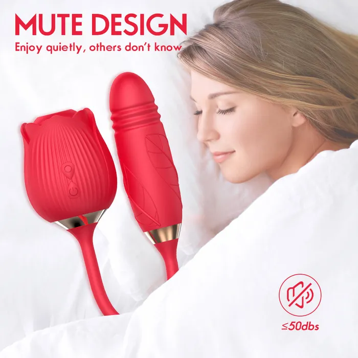 Double Ended Sucking Rose Vibrator Wild Night Fantasies Female Sex Toys