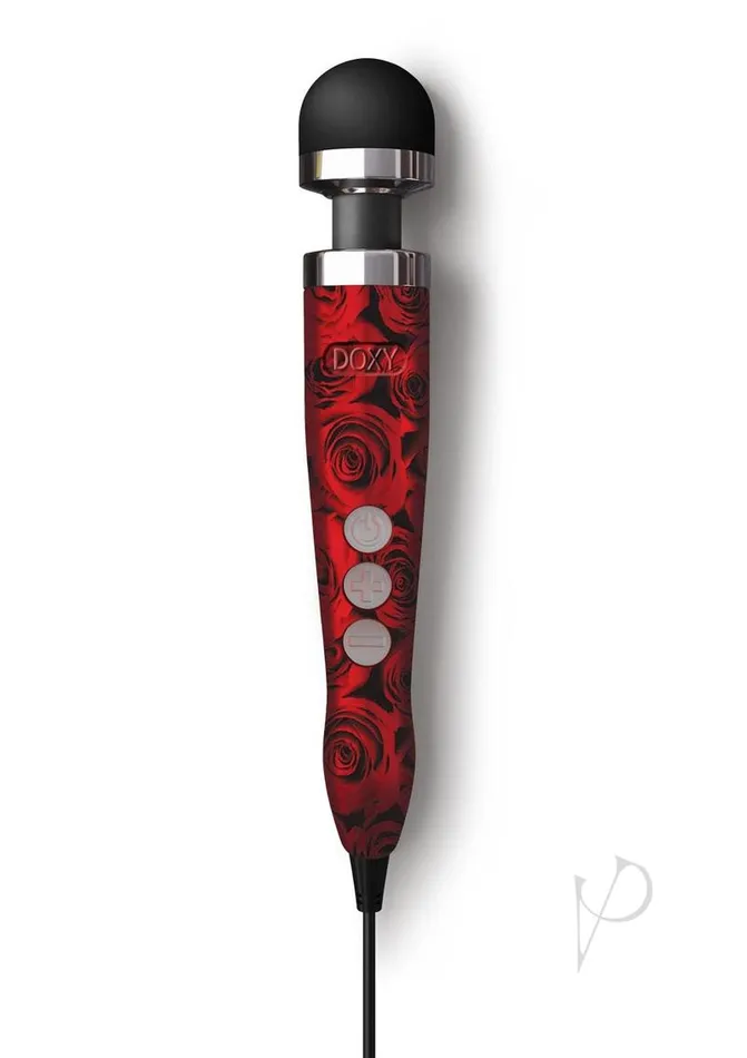 Doxy Die Cast 3 Wand PlugIn Wand Massager Rose Pattern RedBlack Doxy Vibrators Doxy Die Cast 3 Wand PlugIn Wand Massager Rose Pattern RedBlack Doxy Vibrators
