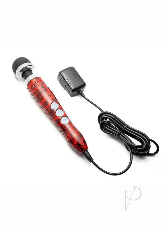 Doxy Die Cast 3 Wand PlugIn Wand Massager Rose Pattern RedBlack Doxy Vibrators