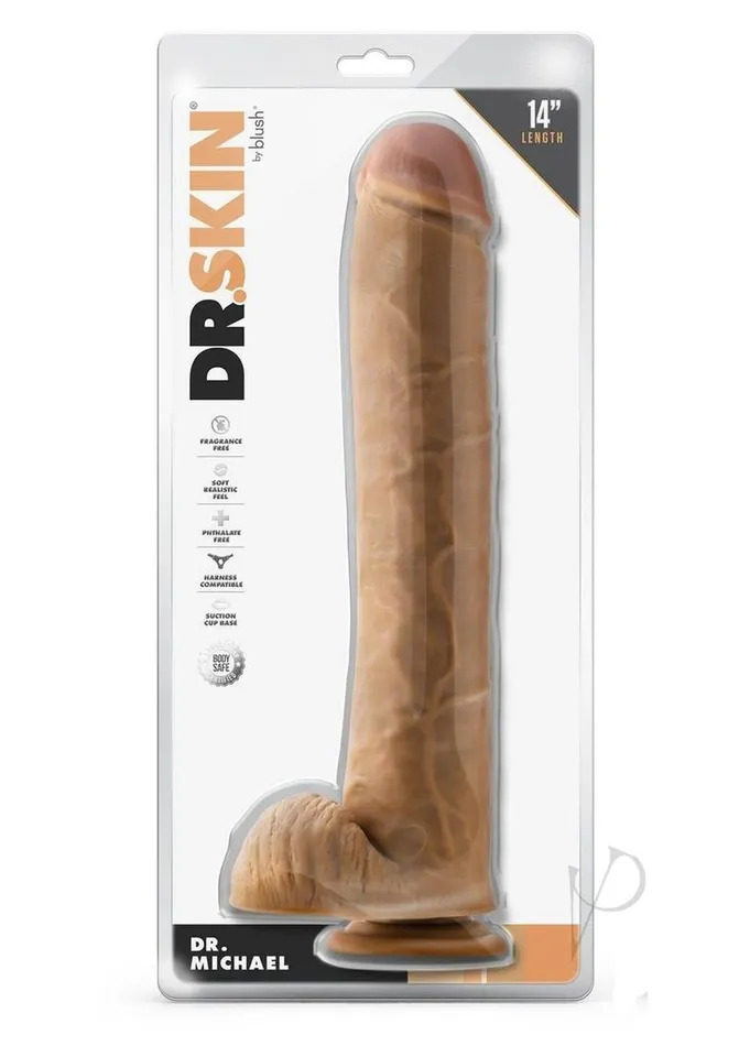 Dr Skin Female Sex Toys Dr Skin Silver Collection Dr Michael Dildo with Balls and Suction Cup 14in Caramel Dr Skin Female Sex Toys Dr Skin Silver Collection Dr Michael Dildo with Balls and Suction Cup 14in Caramel