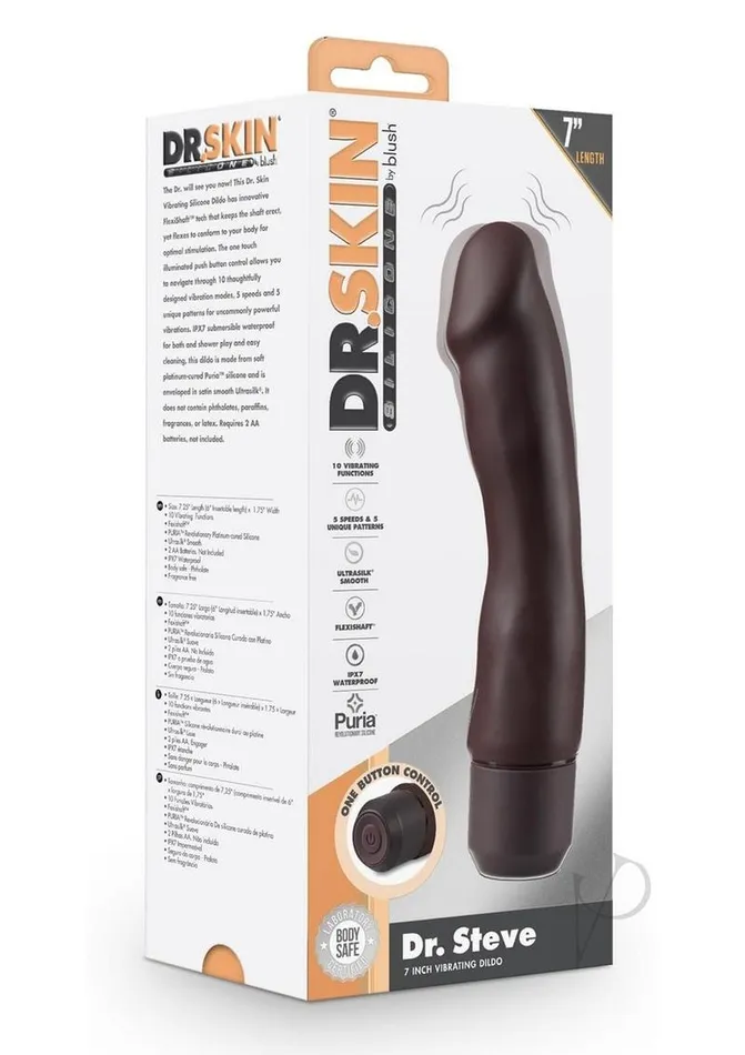 Dr Skin Platinum Collection Silicone Dr Steve Vibrating Dildo 7in Chocolate Dr Skin Female Sex Toys Dr Skin Platinum Collection Silicone Dr Steve Vibrating Dildo 7in Chocolate Dr Skin Female Sex Toys