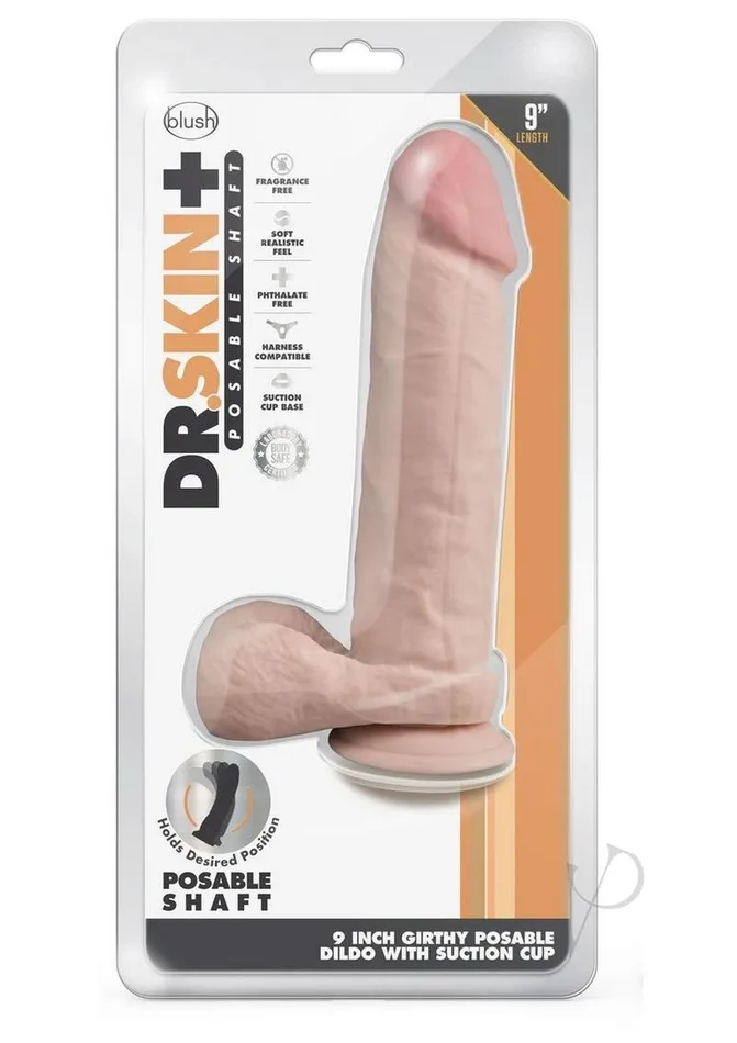 Dr Skin Plus Gold Collection Thick Posable Dildo with Balls 9in Vanilla Dr Skin Female Sex Toys Dr Skin Plus Gold Collection Thick Posable Dildo with Balls 9in Vanilla Dr Skin Female Sex Toys