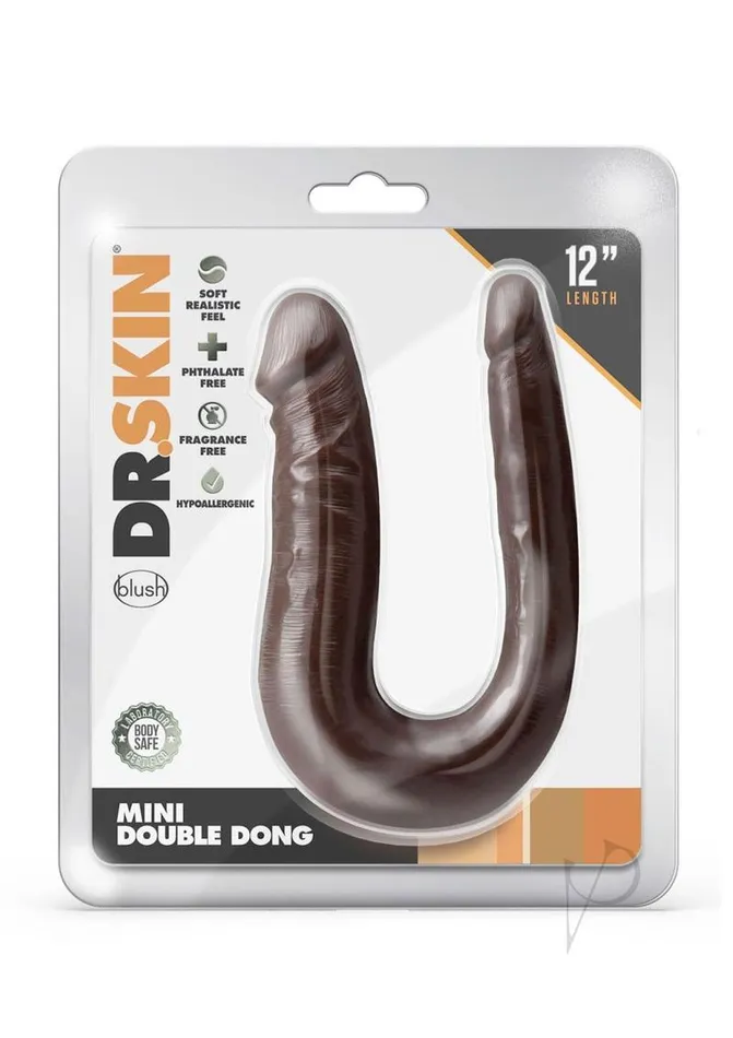 Dr Skin Silver Collection Mini Double Dong Chocolate Dr Skin Dildos