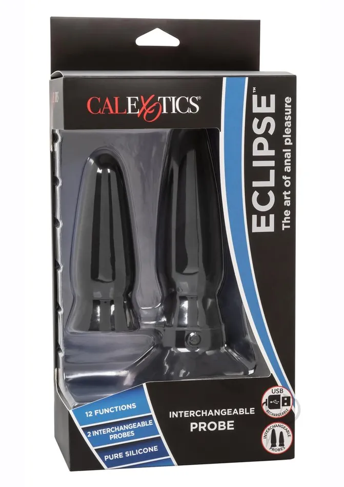 Eclipse Interchangeable Rechargeable Silicone Probe Black Eclipse Anal