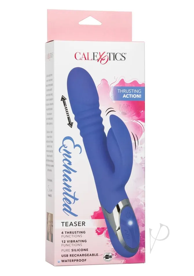 Enchanted Teaser Rechargeable Silicone Thrusting Rabbit Vibrator Blue Enchanted Female Sex Toys Enchanted Teaser Rechargeable Silicone Thrusting Rabbit Vibrator Blue Enchanted Female Sex Toys