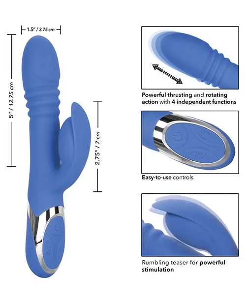 Enchanted Teaser Rechargeable Silicone Thrusting Rabbit Vibrator Blue Enchanted Female Sex Toys