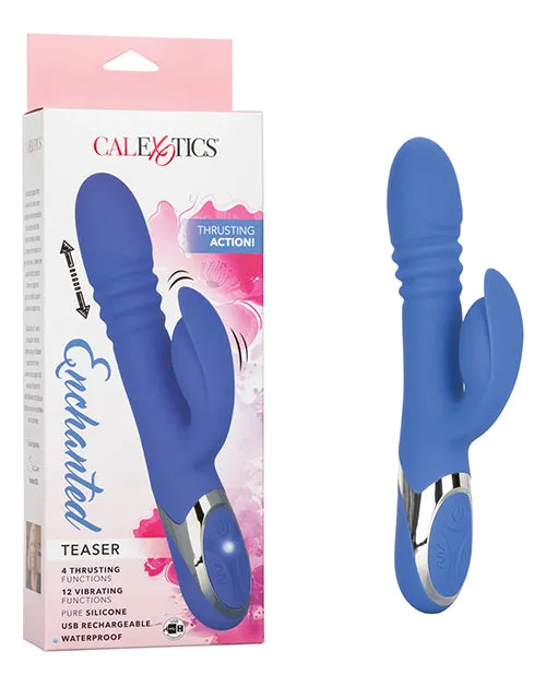 Enchanted Teaser Rechargeable Silicone Thrusting Rabbit Vibrator Blue Enchanted Female Sex Toys