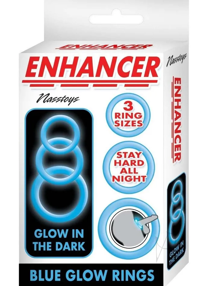 Enhancer Vibrators Enhancer Glow Rings Silicone Cockring Blue