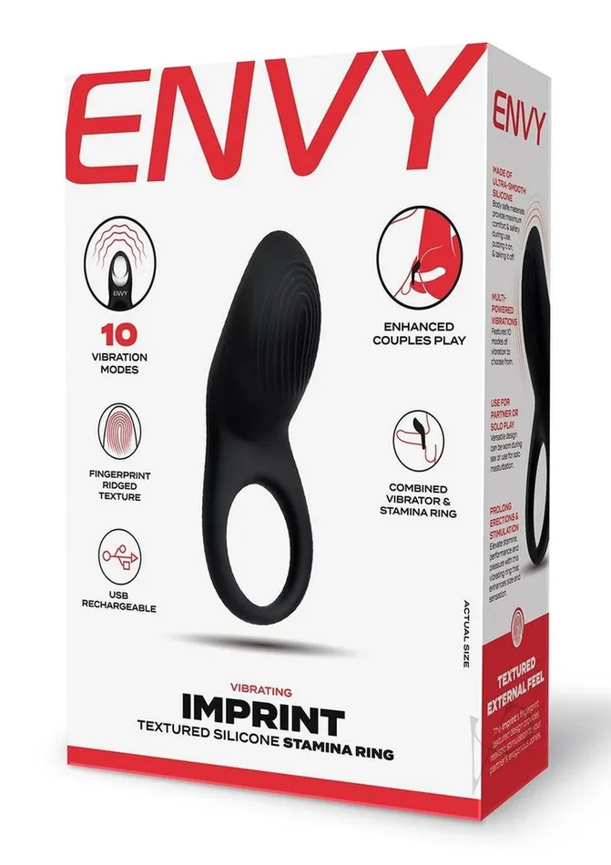 Envy Toys Anal Envy Toys Imprint Textured Rechargeable Silicone Stamina Ring Black Envy Toys Anal Envy Toys Imprint Textured Rechargeable Silicone Stamina Ring Black