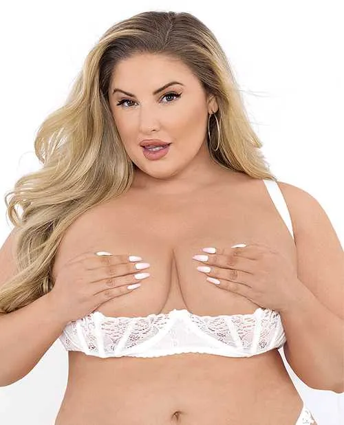 Escante Couples Lace Bra wUnderwire Boning Cups White 44 Escante Couples Lace Bra wUnderwire Boning Cups White 44