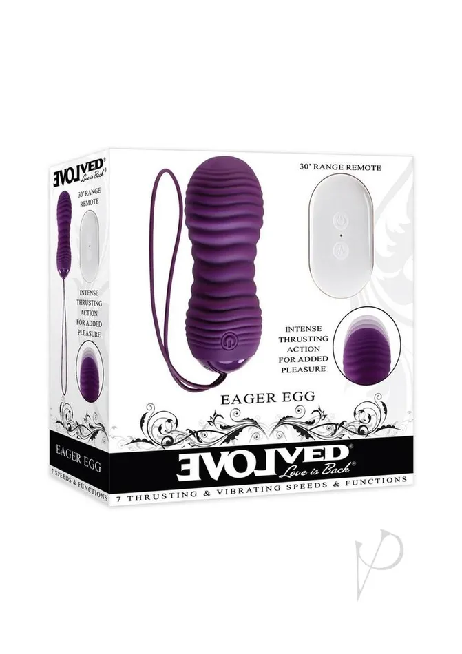 Evolved Female Sex Toys Eager Egg Rechargeable Silicone Egg with Remote Control Purple Evolved Female Sex Toys Eager Egg Rechargeable Silicone Egg with Remote Control Purple