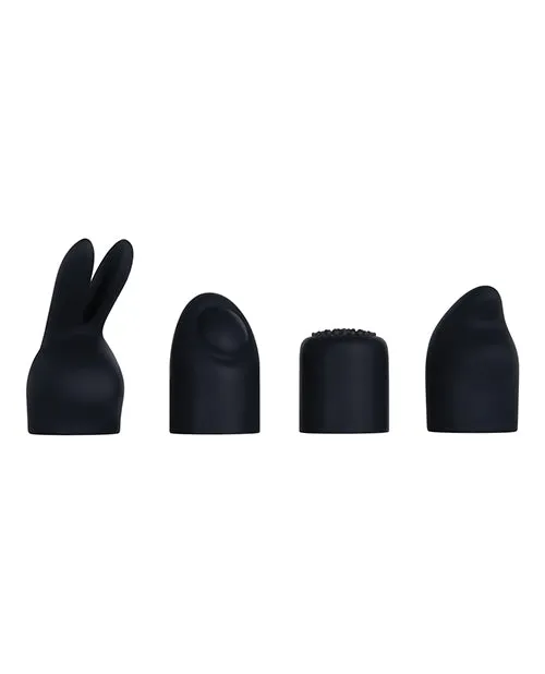 Evolved Female Sex Toys Tiny Treasures Silicone Rechargeable Vibrator with Multiple Attachments Black