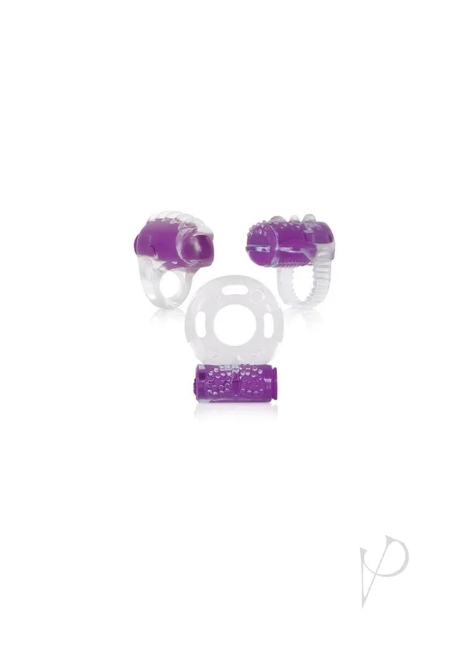 Evolved Male Sex Toys Ring True Cock Ring Set Clear and Purple