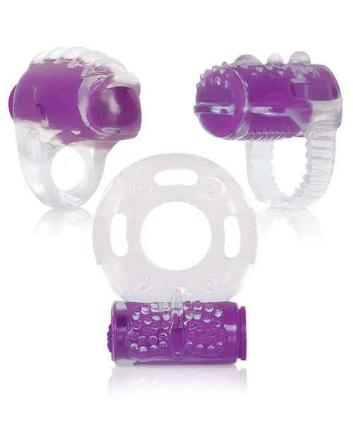 Evolved Male Sex Toys Ring True Cock Ring Set Clear and Purple