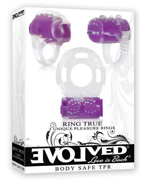 Evolved Male Sex Toys Ring True Cock Ring Set Clear and Purple