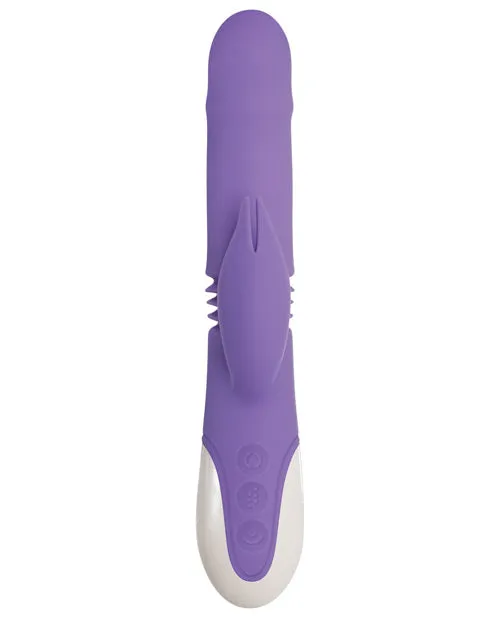 Evolved Thick and Thrust Bunny Rechargeable Silicone Rabbit Vibrator with Length Thrusting and Girth Expanding Action Lavender Female Sex Toys