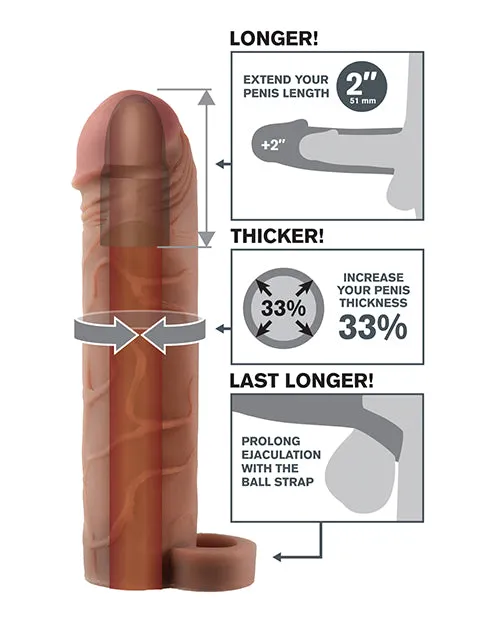 Fantasy XTensions Perfect 2in Extension Sleeve with Ball Strap 8in Chocolate Fantasy X Tensions Male Sex Toys