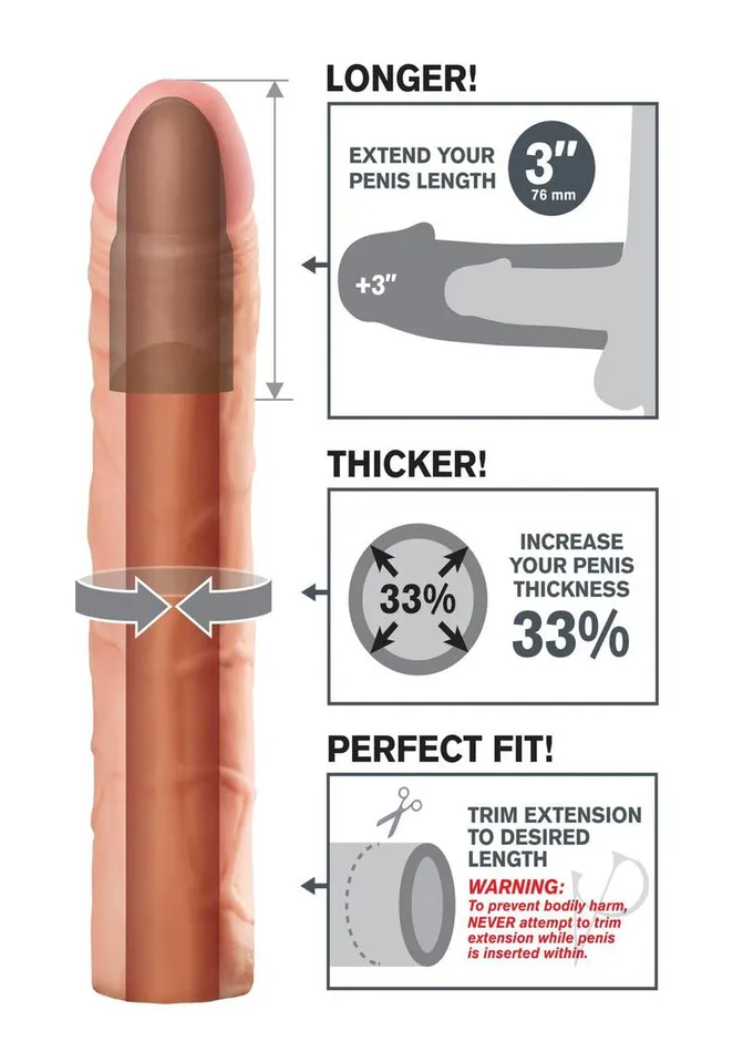 Fantasy XTensions Perfect 3in Extension Sleeve 9in Vanilla Fantasy X Tensions Male Sex Toys