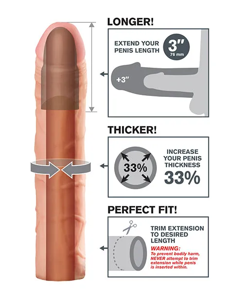 Fantasy XTensions Perfect 3in Extension Sleeve 9in Vanilla Fantasy X Tensions Male Sex Toys