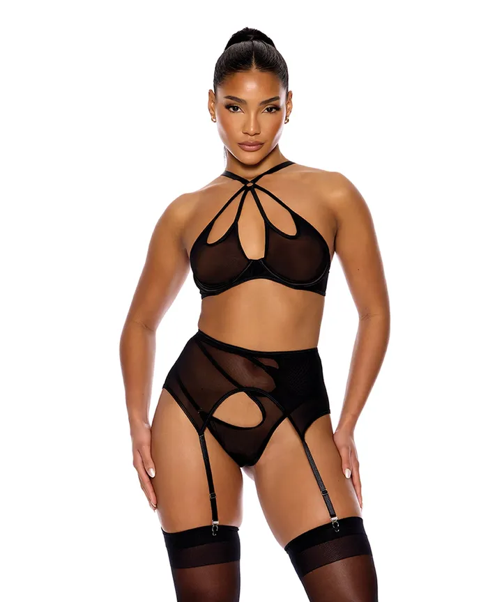 Feeling Butterflies Mesh Halterneck Bra wGarter Panty Black MD FORPLAY Anal Feeling Butterflies Mesh Halterneck Bra wGarter Panty Black MD FORPLAY Anal