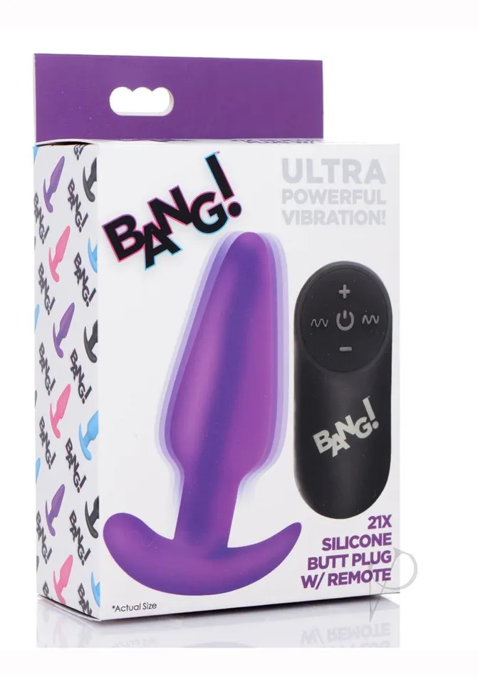 Female Sex Toys Bang Bang 21x Vibrating Silicone Rechargeable Butt Plug with Remote Control Purple Female Sex Toys Bang Bang 21x Vibrating Silicone Rechargeable Butt Plug with Remote Control Purple