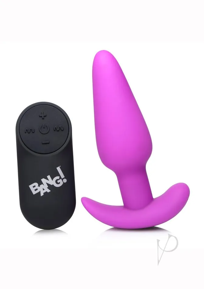 Female Sex Toys Bang Bang 21x Vibrating Silicone Rechargeable Butt Plug with Remote Control Purple