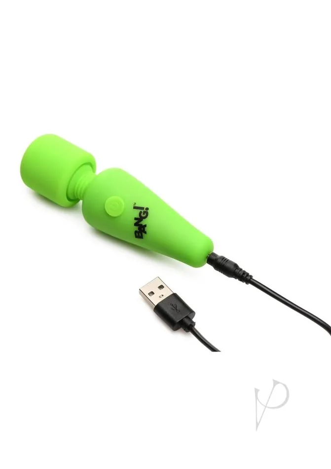 Female Sex Toys Bang Bang Glow in the Dark Rechargeable Silicone Mini Wand Green