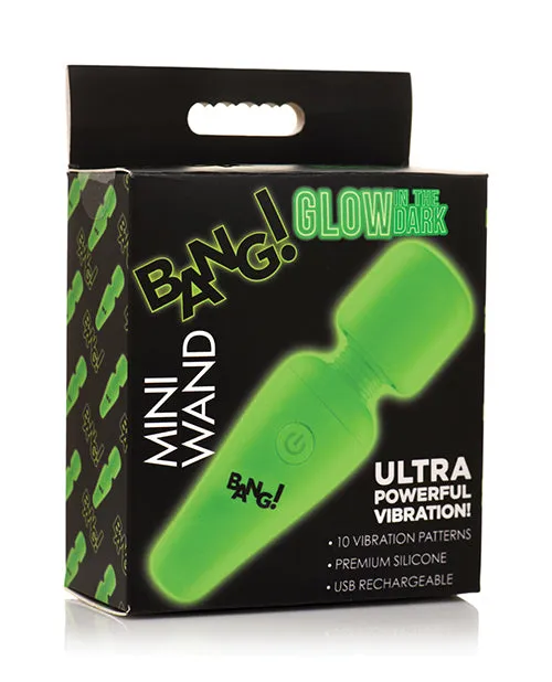 Female Sex Toys Bang Bang Glow in the Dark Rechargeable Silicone Mini Wand Green