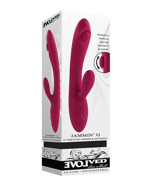 Female Sex Toys Evolved Jammin G Rechargeable Silicone Rabbit Vibrator Red