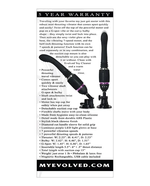 Female Sex Toys Evolved Thrust and Go Silicone Rechargeable Mini Vibrator Black