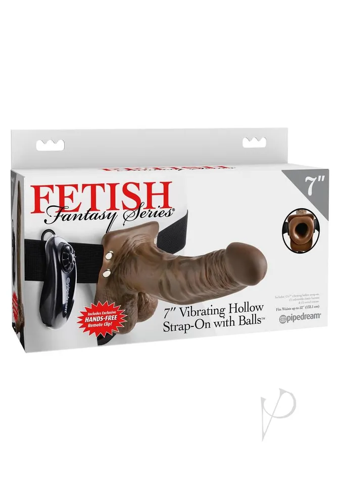 Female Sex Toys Fetish Fantasy Series Fetish Fantasy Series Vibrating Hollow StrapOn Dildo with Balls and Harness with Wired Remote Control 7in Chocolate Female Sex Toys Fetish Fantasy Series Fetish Fantasy Series Vibrating Hollow StrapOn Dildo with Balls and Harness with Wired Remote Control 7in Chocolate