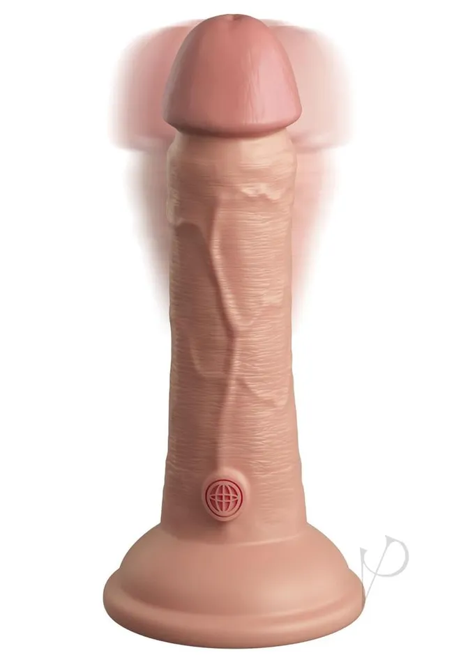 Female Sex Toys King Cock King Cock Elite Dual Density Vibrating Rechargeable Silicone Dildo 6in Vanilla