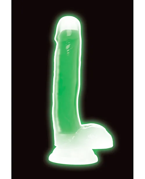 Female Sex Toys Lollicock Glow in the Dark Silicone Dildo with Balls 7in Green Lollicock