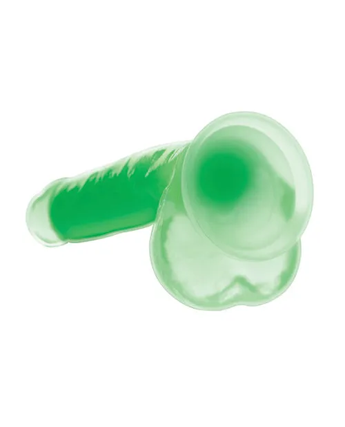 Female Sex Toys Lollicock Glow in the Dark Silicone Dildo with Balls 7in Green Lollicock
