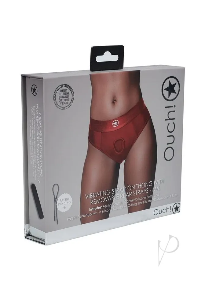 Female Sex Toys Ouch Ouch Vibrating StrapOn Thong with Rechargeable Bullet ML Red Female Sex Toys Ouch Ouch Vibrating StrapOn Thong with Rechargeable Bullet ML Red