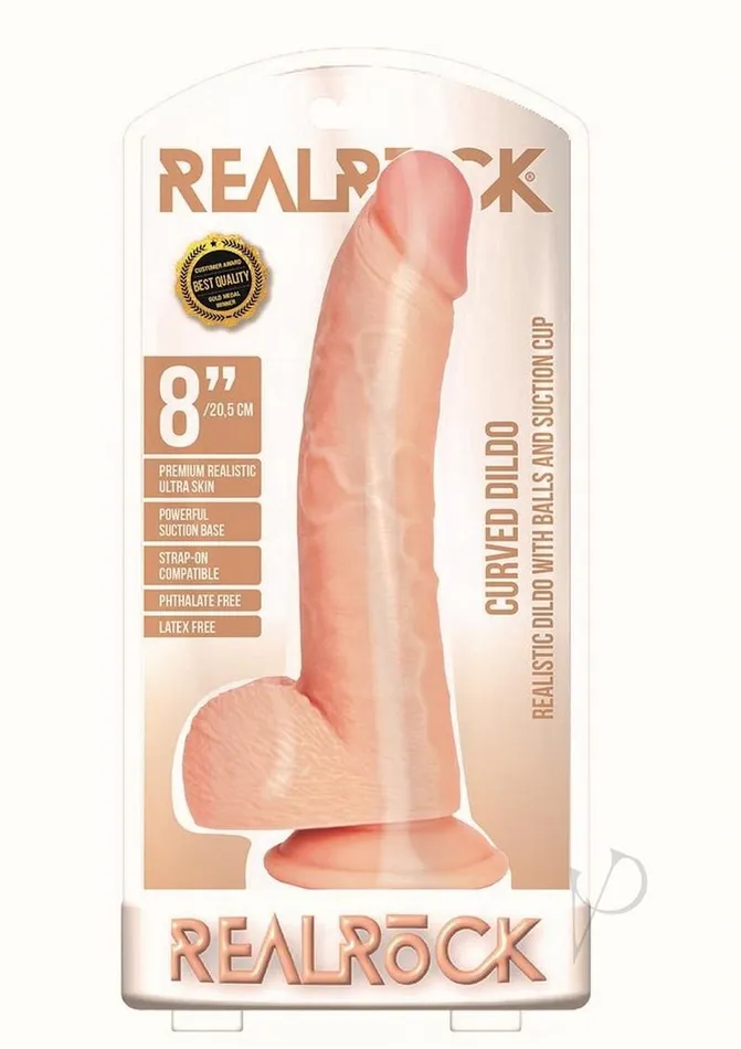 Female Sex Toys Real Rock RealRock Curved Realistic Dildo with Balls and Suction Cup 8in Vanilla Female Sex Toys Real Rock RealRock Curved Realistic Dildo with Balls and Suction Cup 8in Vanilla