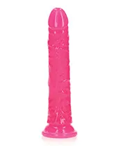 Female Sex Toys Real Rock RealRock Slim Glow in the Dark Dildo with Suction Cup 8in Pink