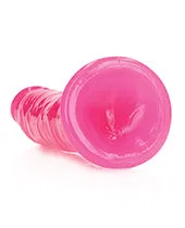Female Sex Toys Real Rock RealRock Slim Glow in the Dark Dildo with Suction Cup 8in Pink