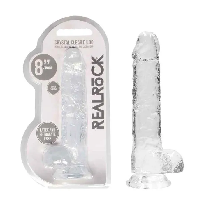 Female Sex Toys Shots Toys REALROCK 8 Inch Realistic Dildo With Balls