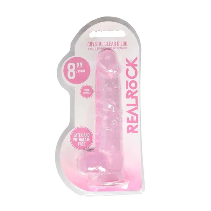 Female Sex Toys Shots Toys REALROCK 8 Inch Realistic Dildo With Balls
