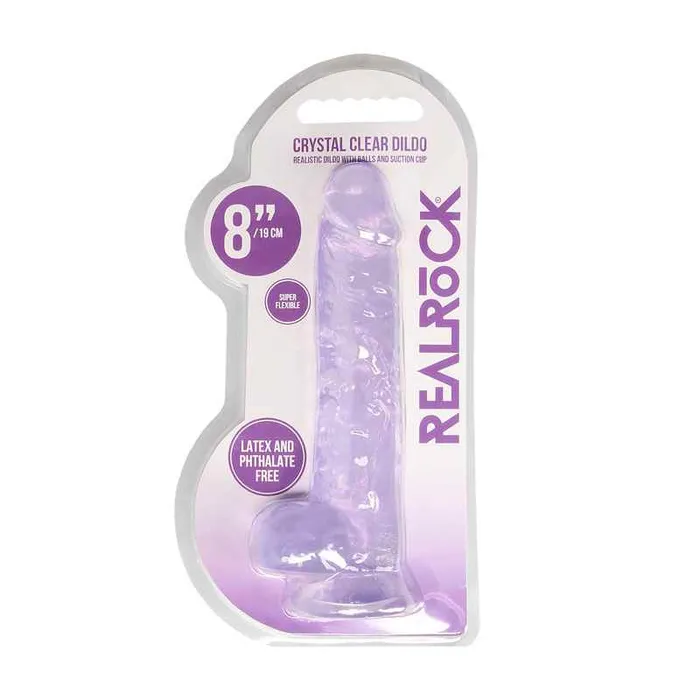 Female Sex Toys Shots Toys REALROCK 8 Inch Realistic Dildo With Balls