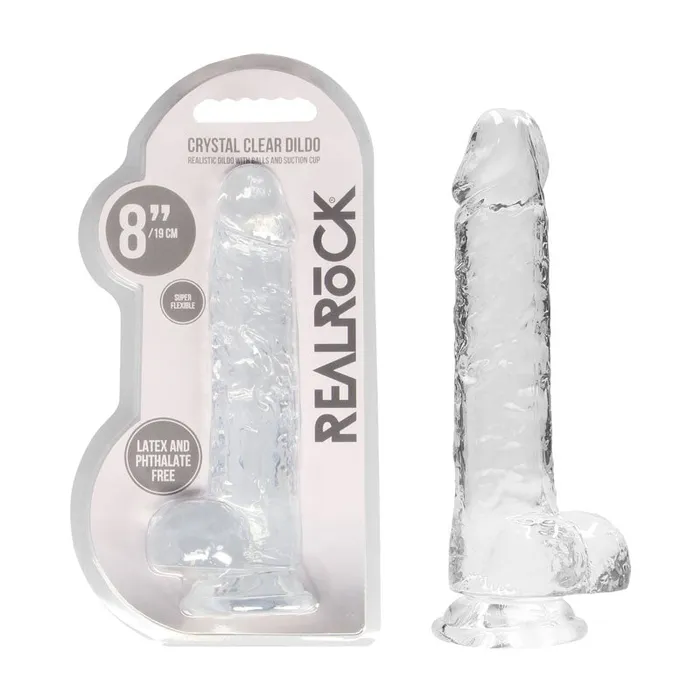 Female Sex Toys Shots Toys REALROCK 8 Inch Realistic Dildo With Balls