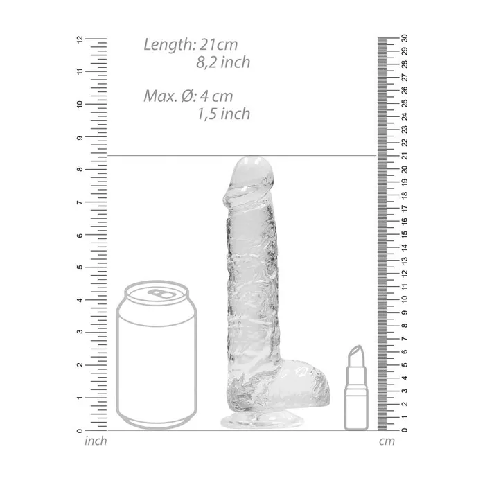 Female Sex Toys Shots Toys REALROCK 8 Inch Realistic Dildo With Balls