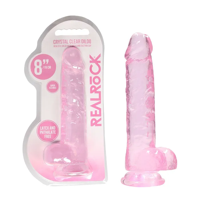 Female Sex Toys Shots Toys REALROCK 8 Inch Realistic Dildo With Balls