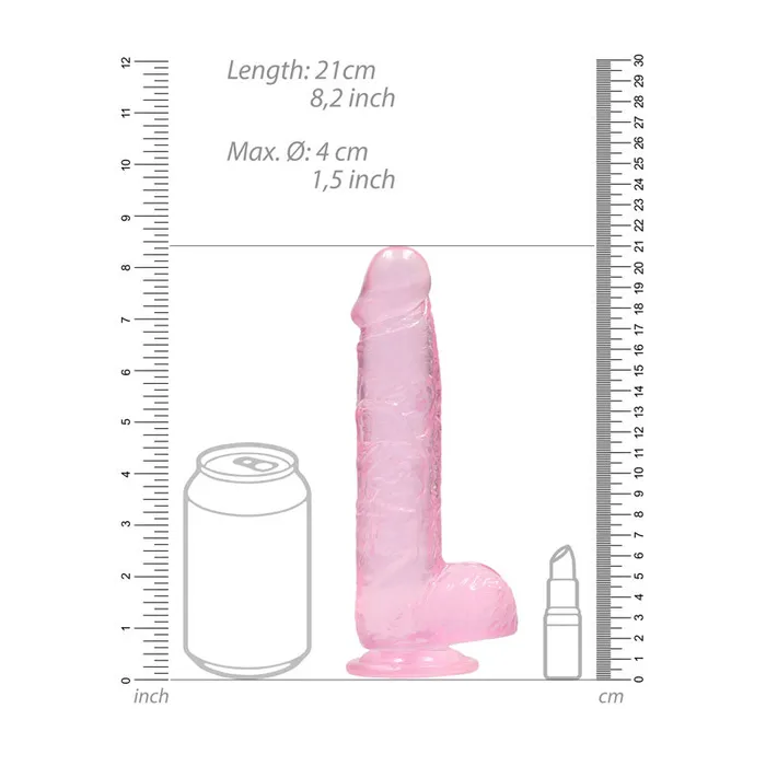 Female Sex Toys Shots Toys REALROCK 8 Inch Realistic Dildo With Balls