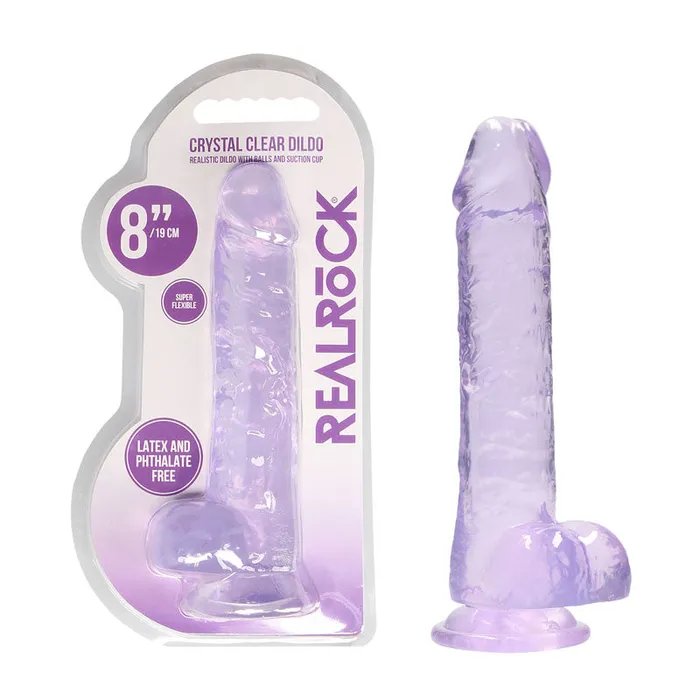 Female Sex Toys Shots Toys REALROCK 8 Inch Realistic Dildo With Balls