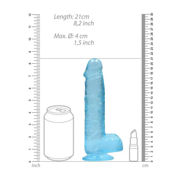 Female Sex Toys Shots Toys REALROCK 8 Inch Realistic Dildo With Balls