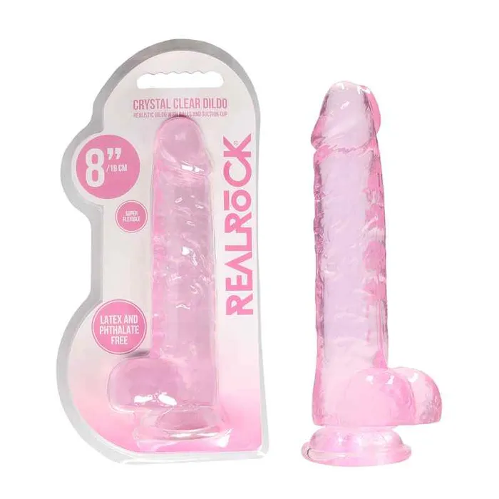 Female Sex Toys Shots Toys REALROCK 8 Inch Realistic Dildo With Balls